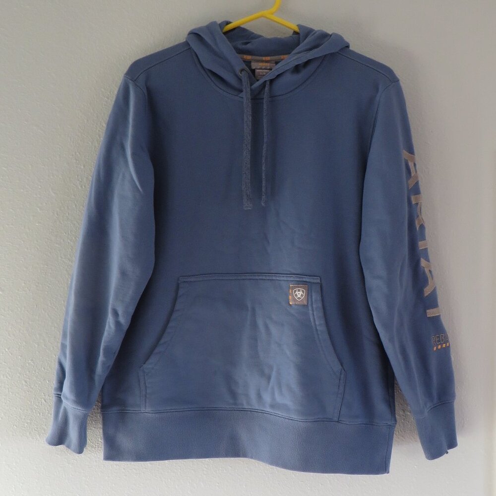 ARIAT Womens Rebar Graphic Hoodie Jacket Size L Blue Pullover